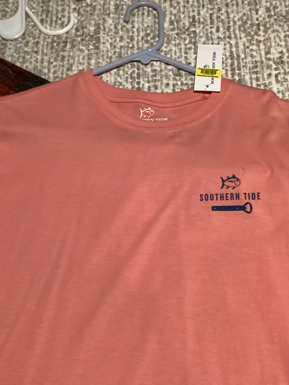 Southern Tide Coral Short Sleeve Tee with Navy Logo
